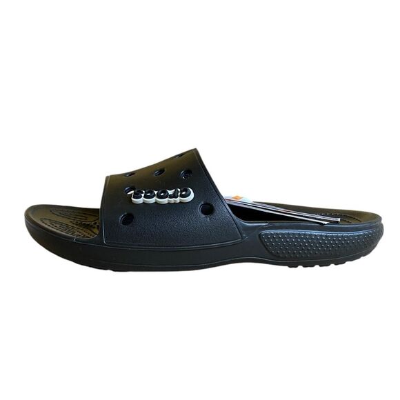 NWT Crocs Classic Slide Sandals in Black Size Men 8 Women 10 with Crocs Charms - Picture 8 of 14